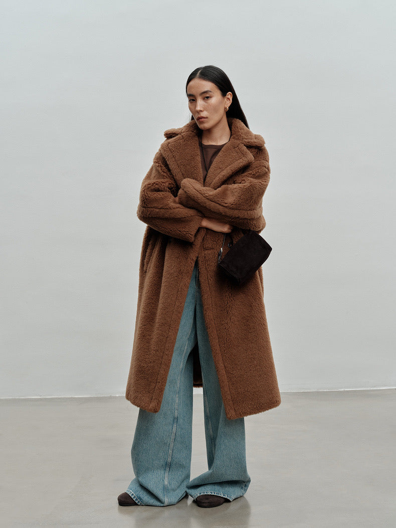 M House Teddy Coat Loose Fit Oversized Coat Caramel