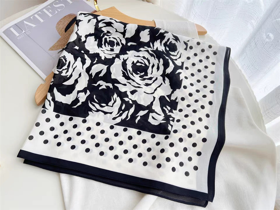 Pure-silk crêpe-de-chine double georgette scarf 100 % mulberry silk 70cm Square
