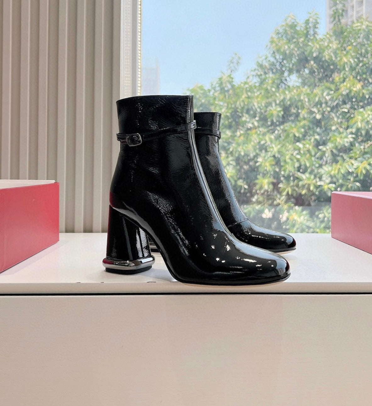 Round Toe Bootie in Patent Leather