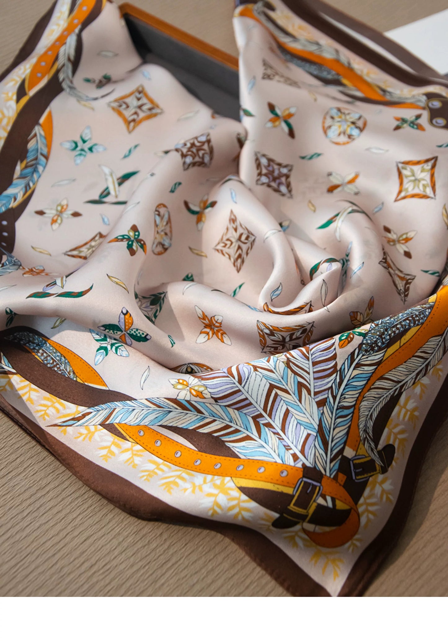 Pure Mulberry Silk Scarf – Lightweight 12 Momme Crepe, 70cm Square