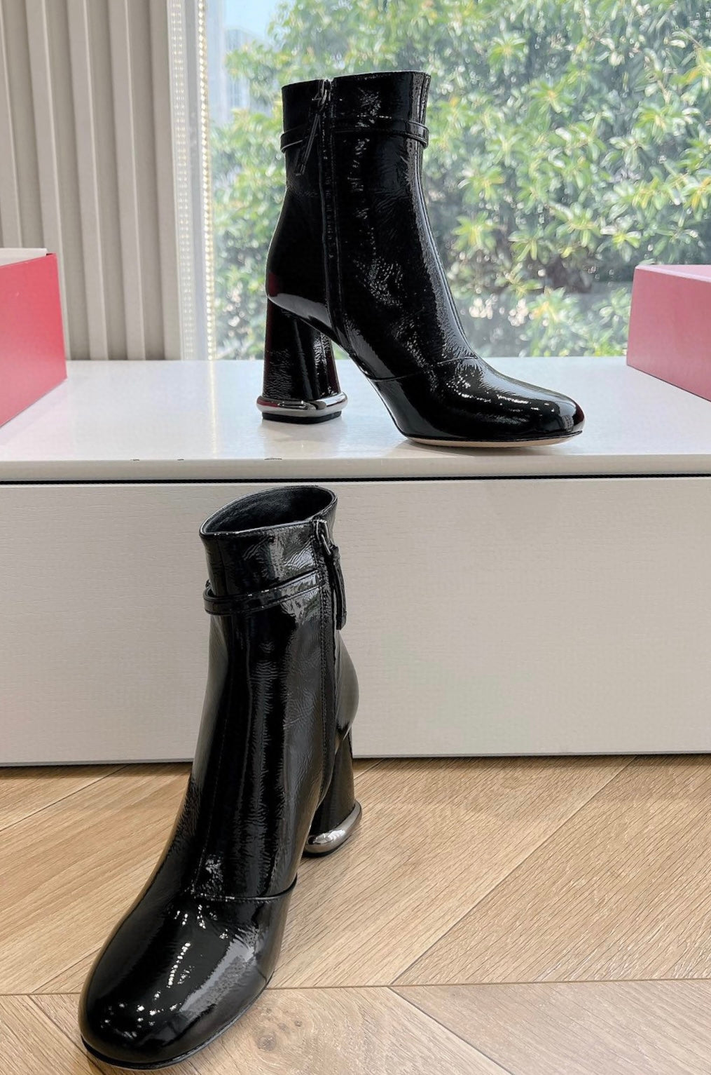 Round Toe Bootie in Patent Leather