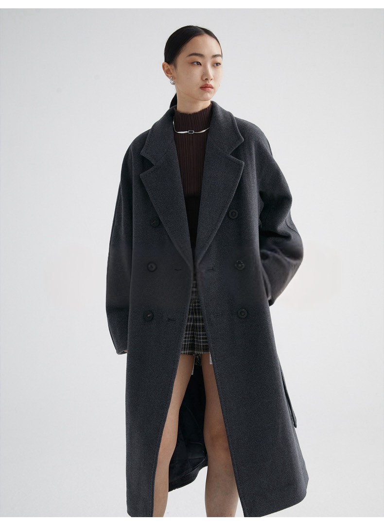 Suri Wool Long Coat #101801 Dark Gray