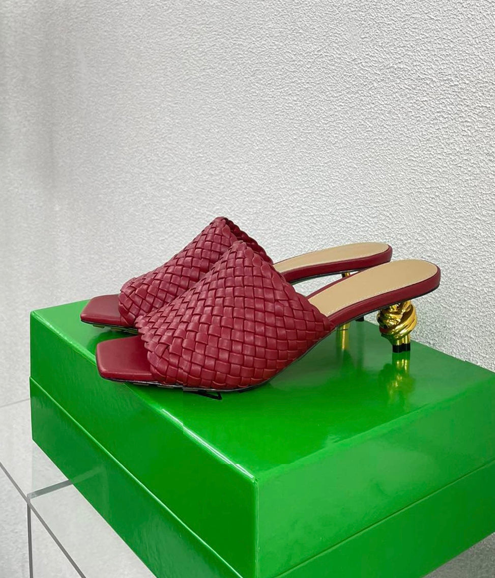 Knot Mule Mid Heel Sandal Shoes