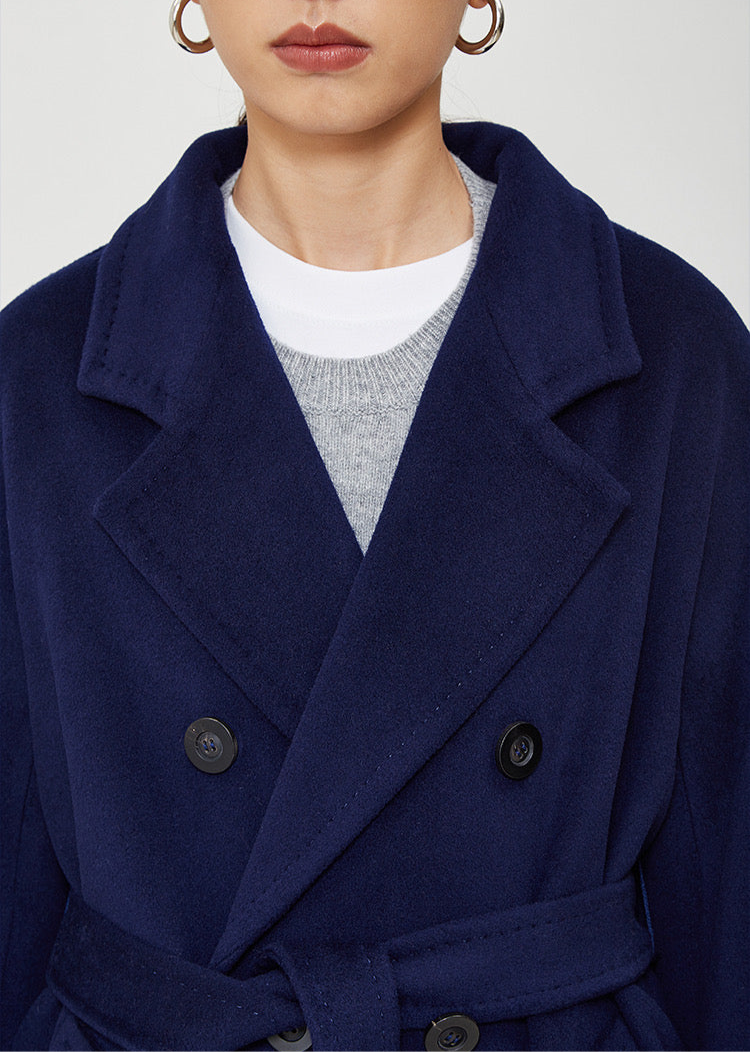 Suri Wool Long Coat #101801 Dark Blue