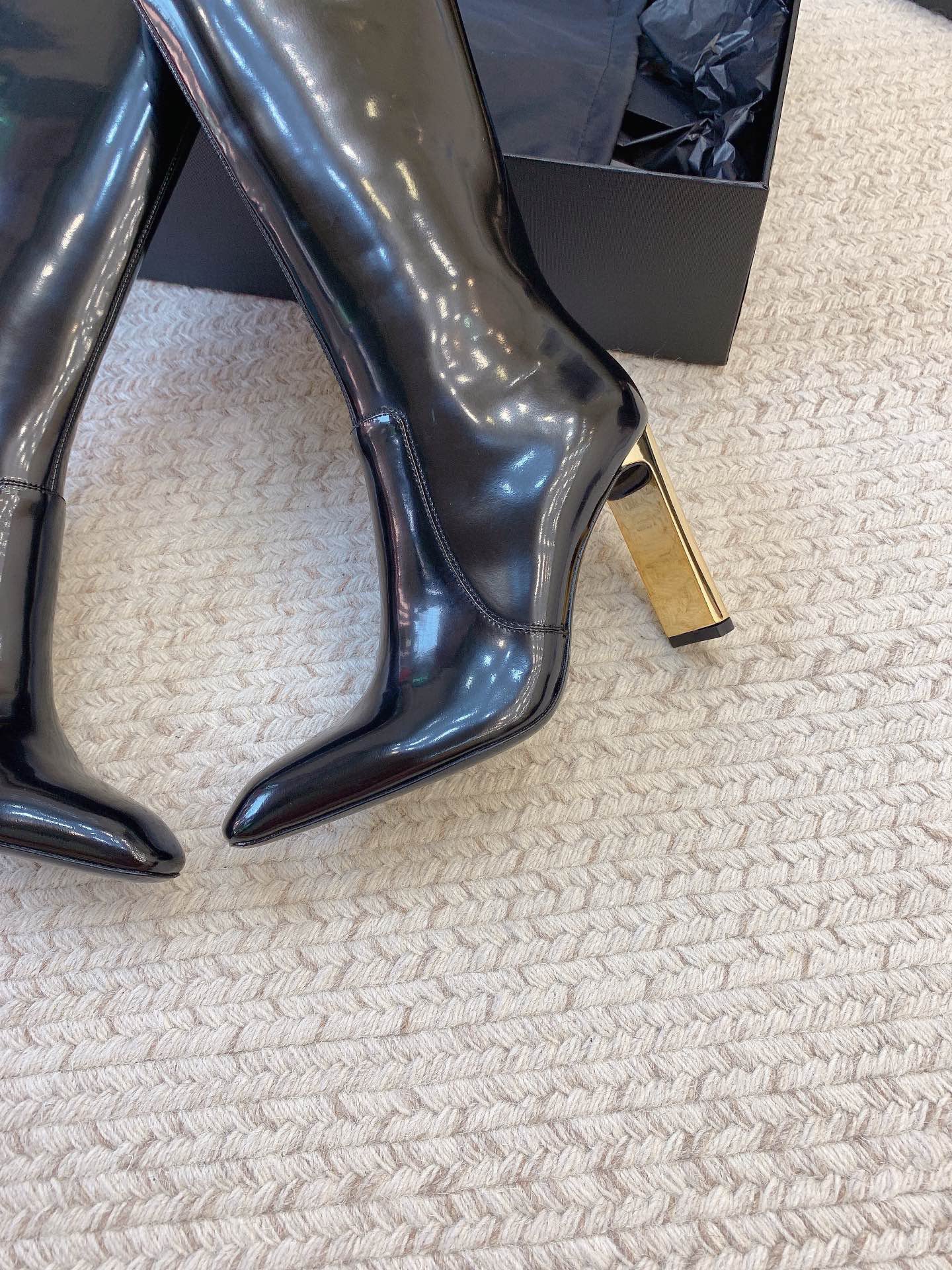 SS24 Metal Heel High Heel High Shine Boots