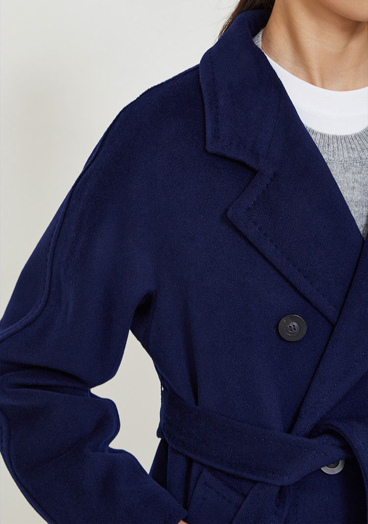 Suri Wool Long Coat #101801 Dark Blue