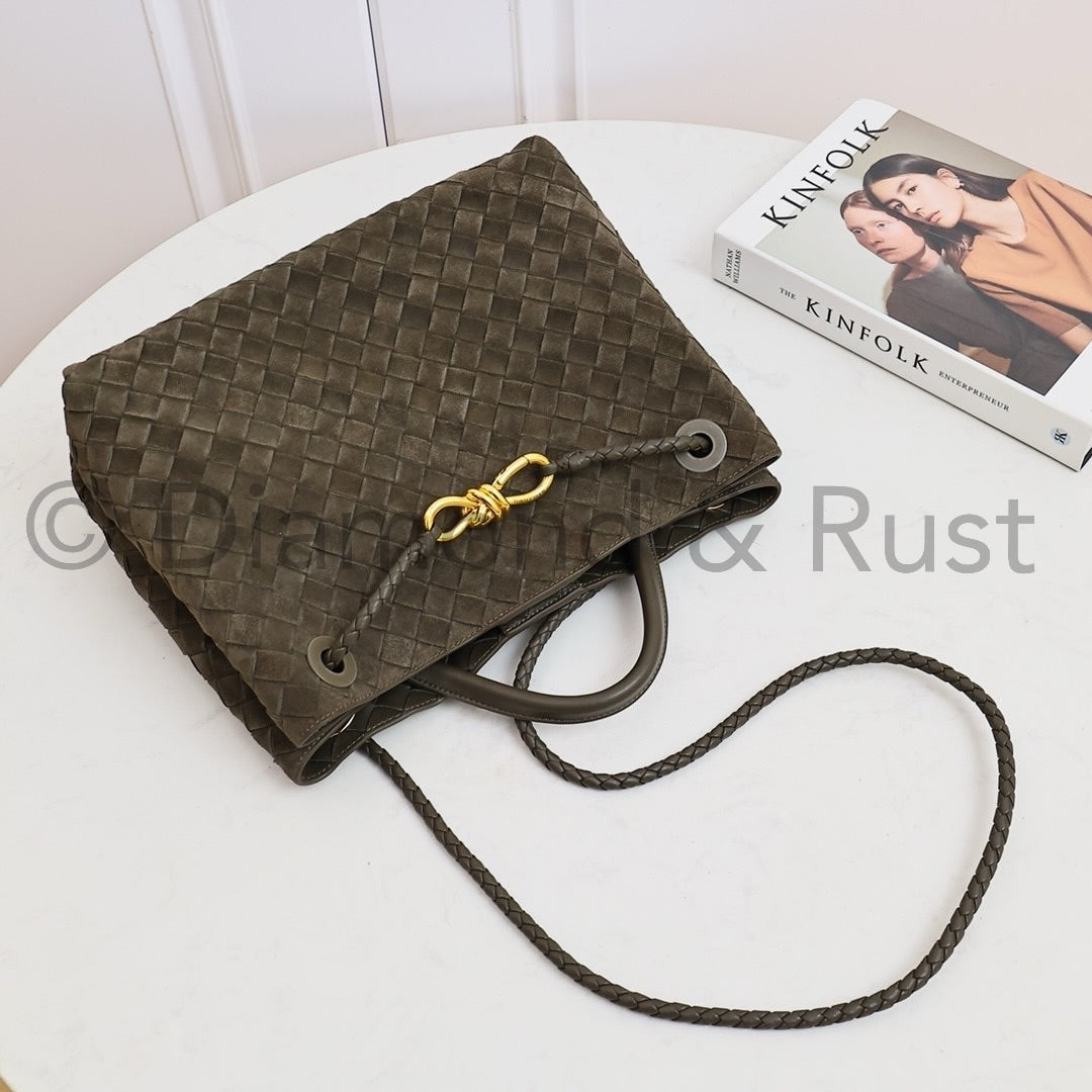Medium Andiamo Bag #2261-1 Suede Mustard
