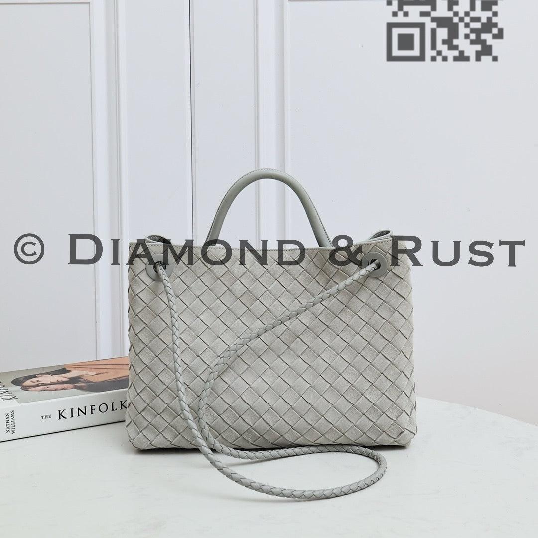 Medium Andiamo Bag #2261-1 Silver Gray Suede