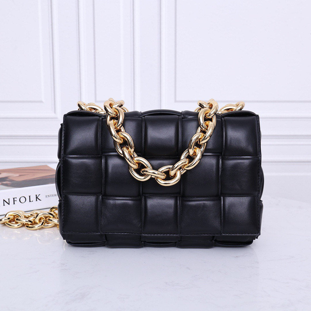 Padded Chain Cassette Bag Black #6631A-Clearance
