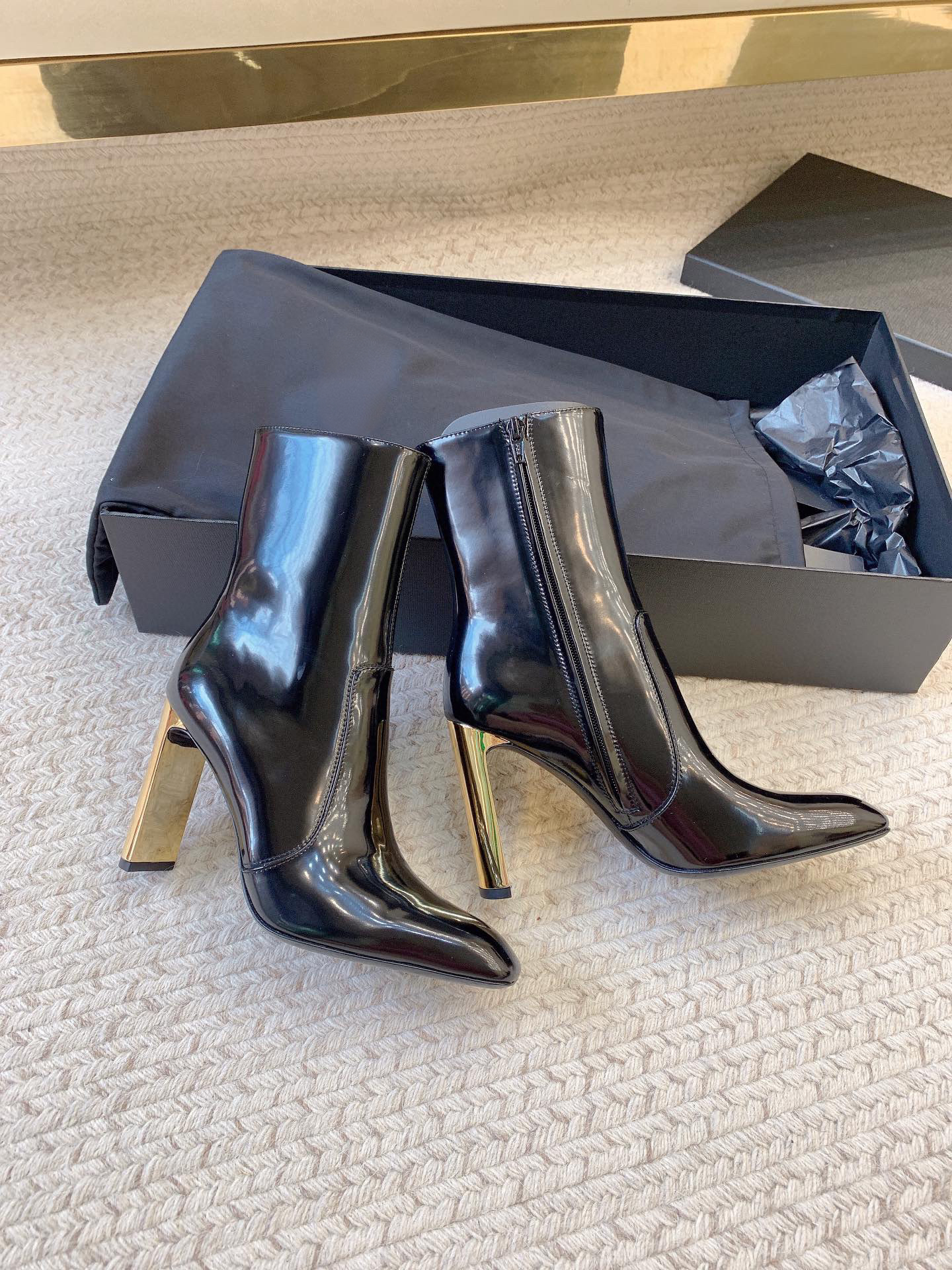 SS24 Metal Heel High Heel High Shine Boots