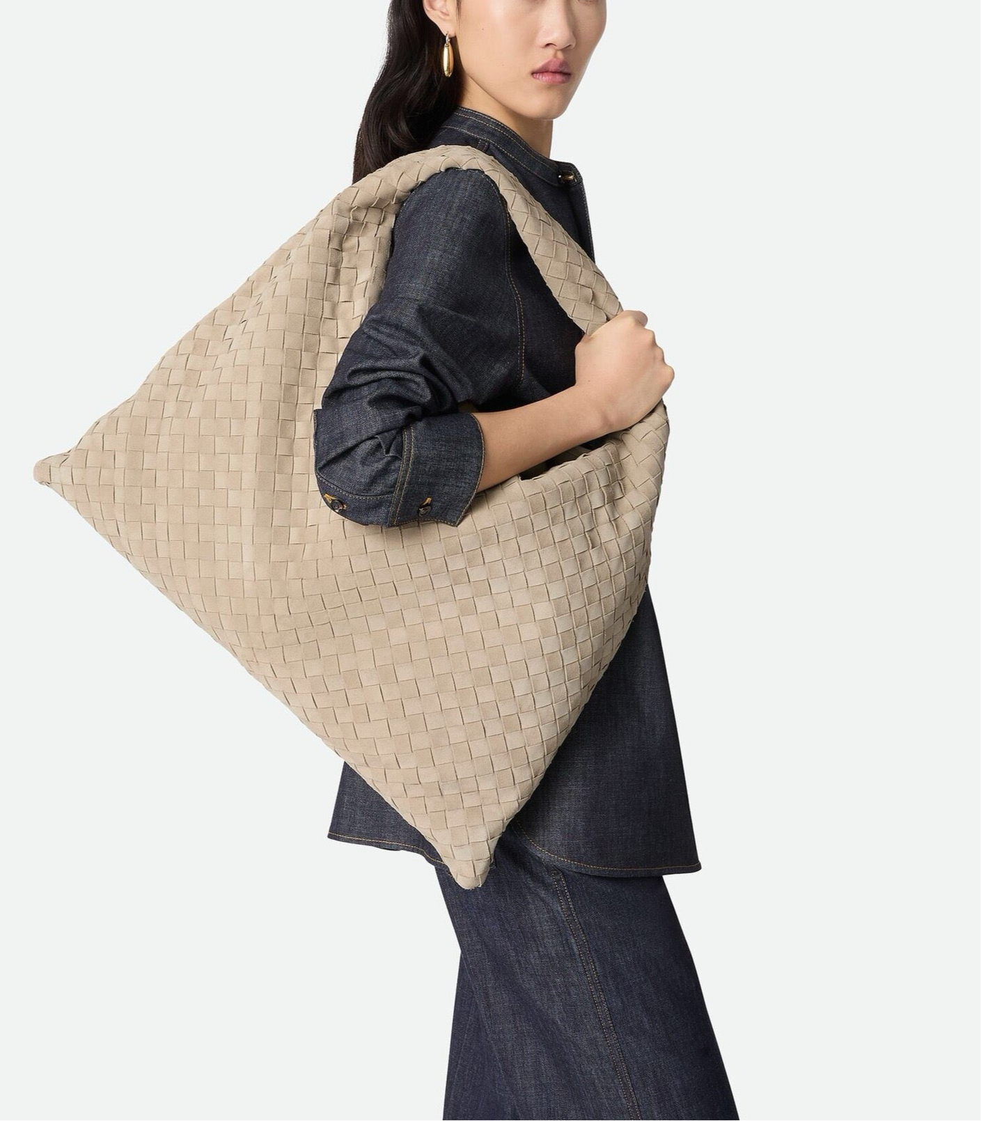 Large Hop Shoulder Bag #2269-1 Sand Suede