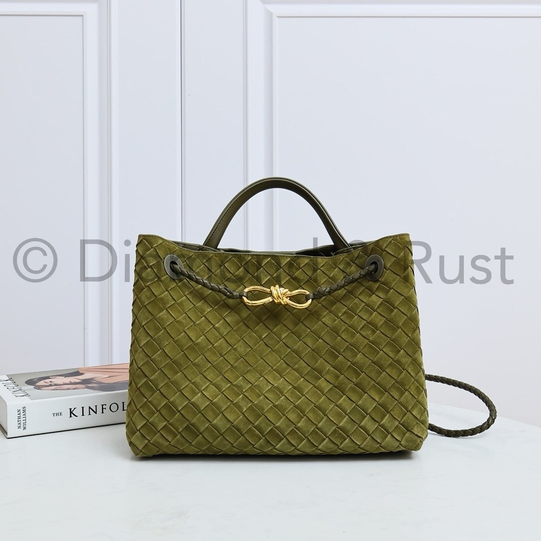 Medium Andiamo Bag #2261-1 Olive Green Suede