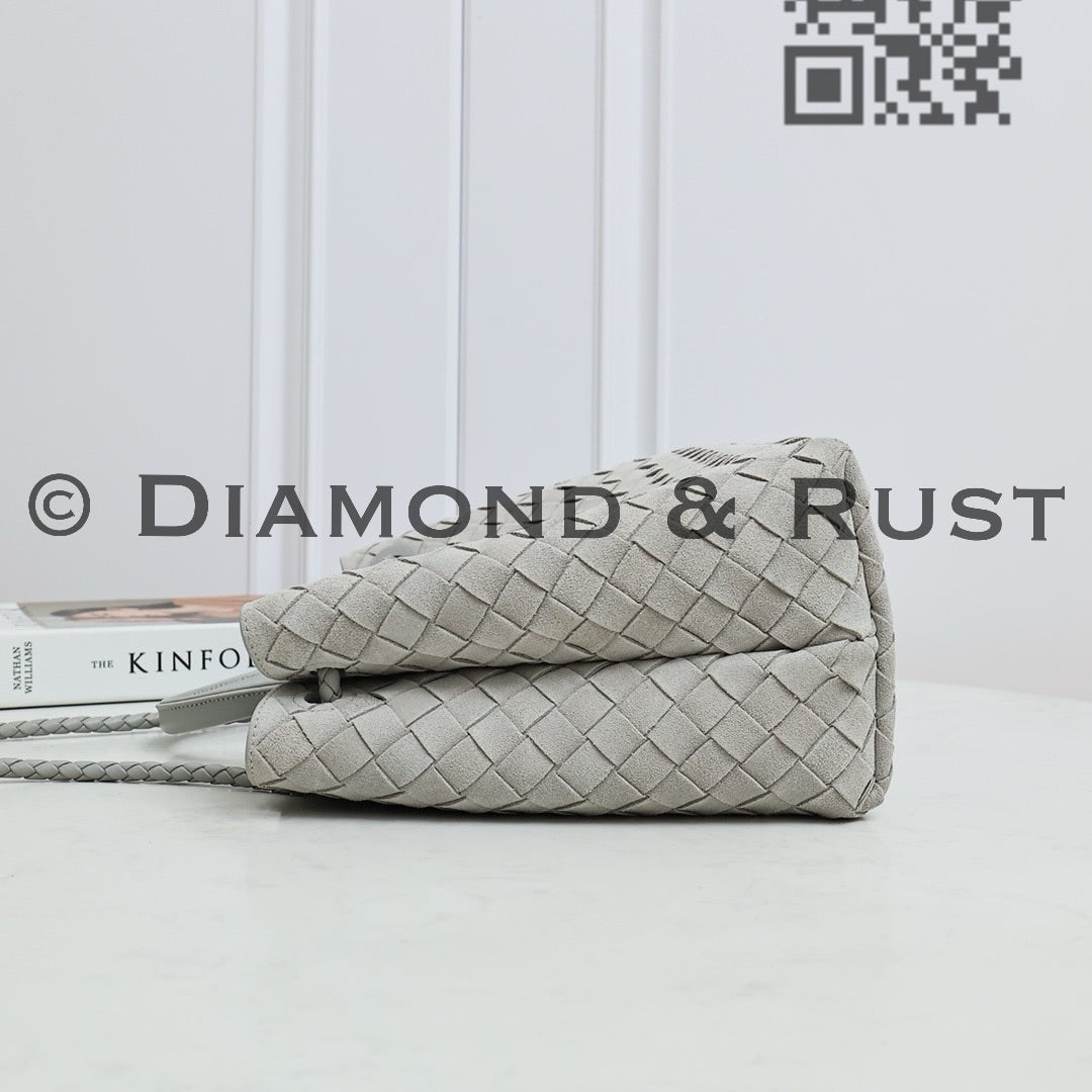 Medium Andiamo Bag #2261-1 Silver Gray Suede