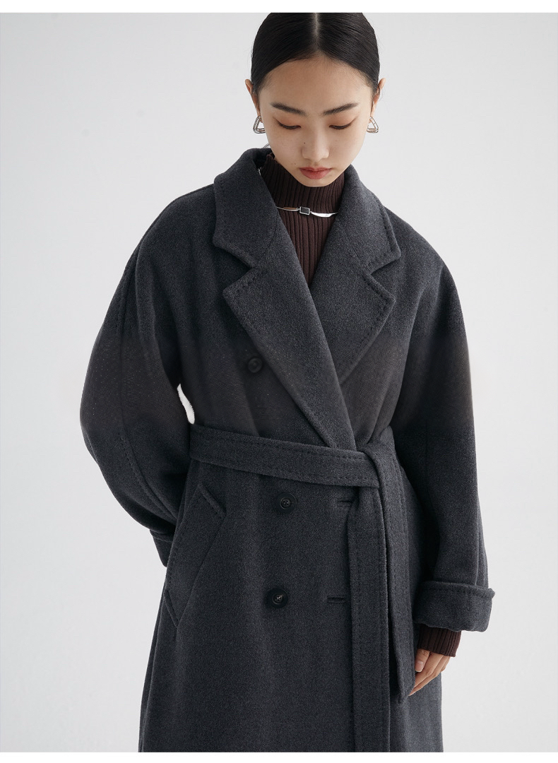 Suri Wool Long Coat #101801 Dark Gray