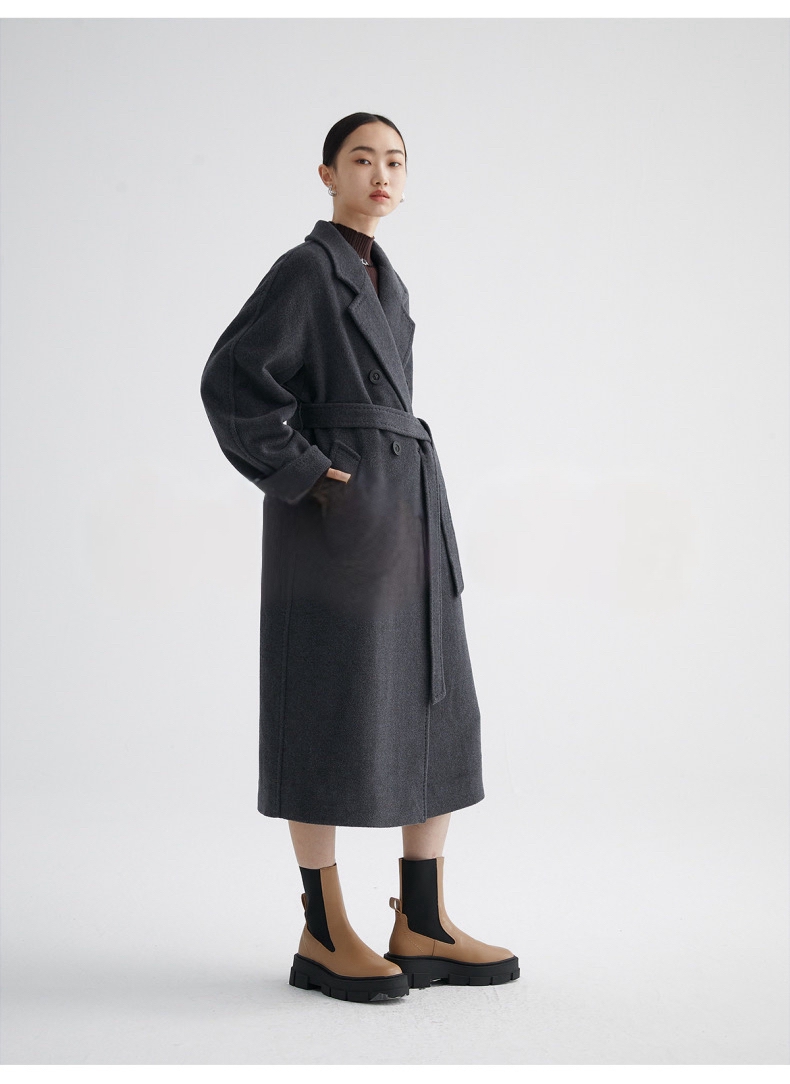 Suri Wool Long Coat #101801 Dark Gray
