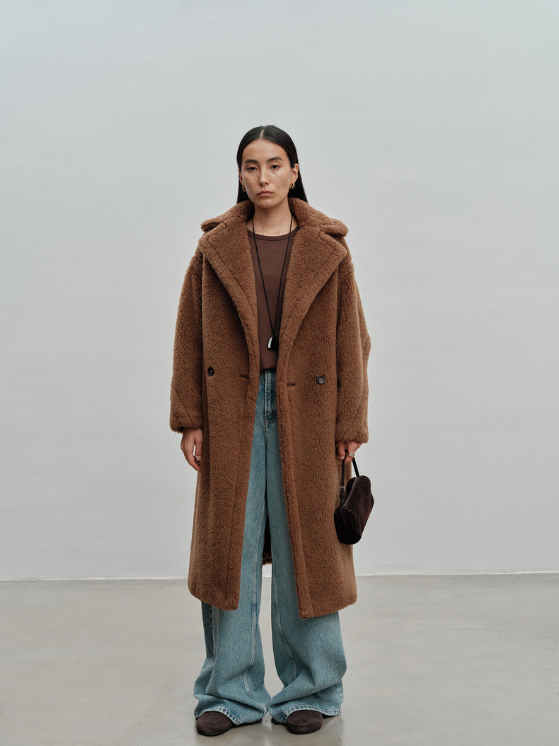 M House Teddy Coat Loose Fit Oversized Coat Caramel