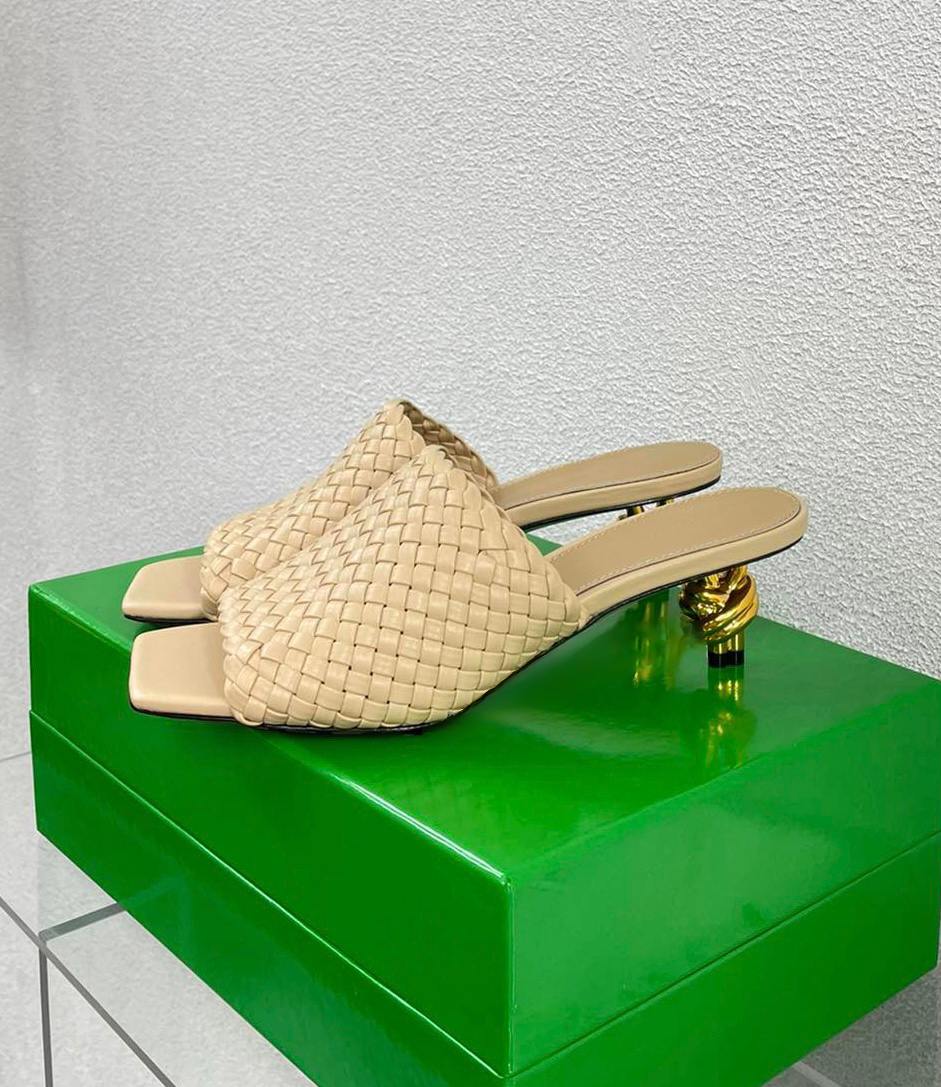Knot Mule Mid Heel Sandal Shoes
