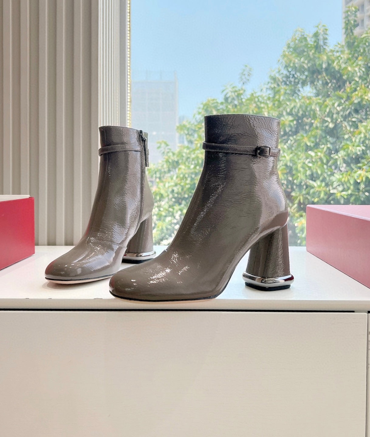 Round Toe Bootie in Patent Leather