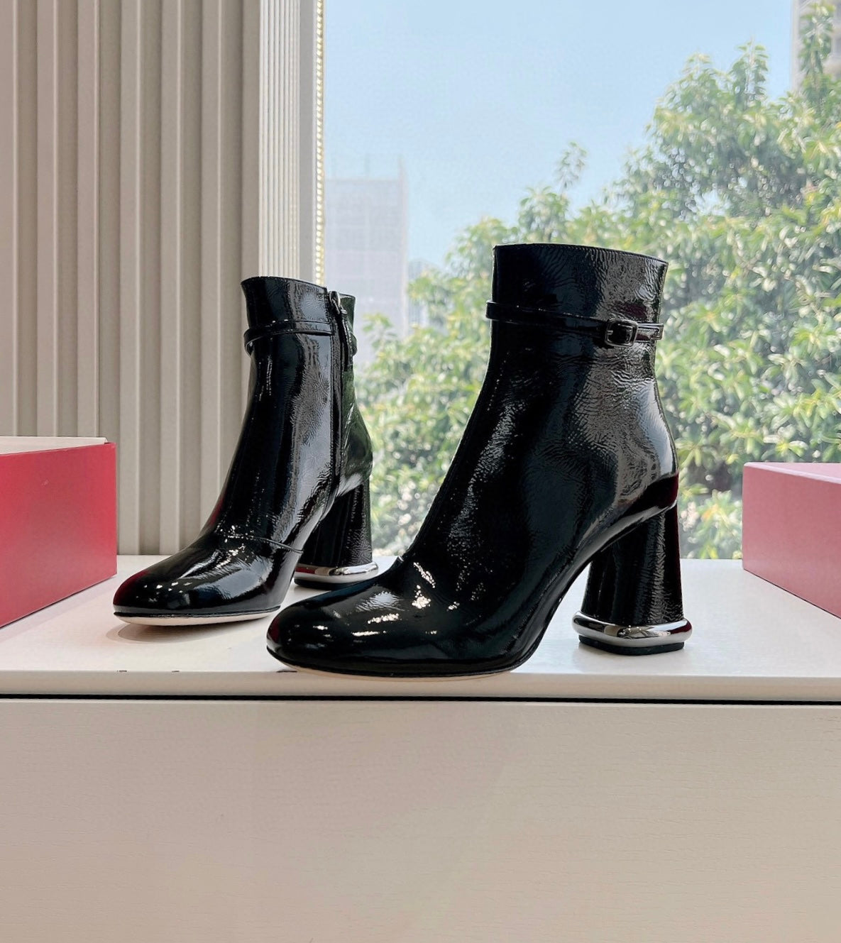 Round Toe Bootie in Patent Leather