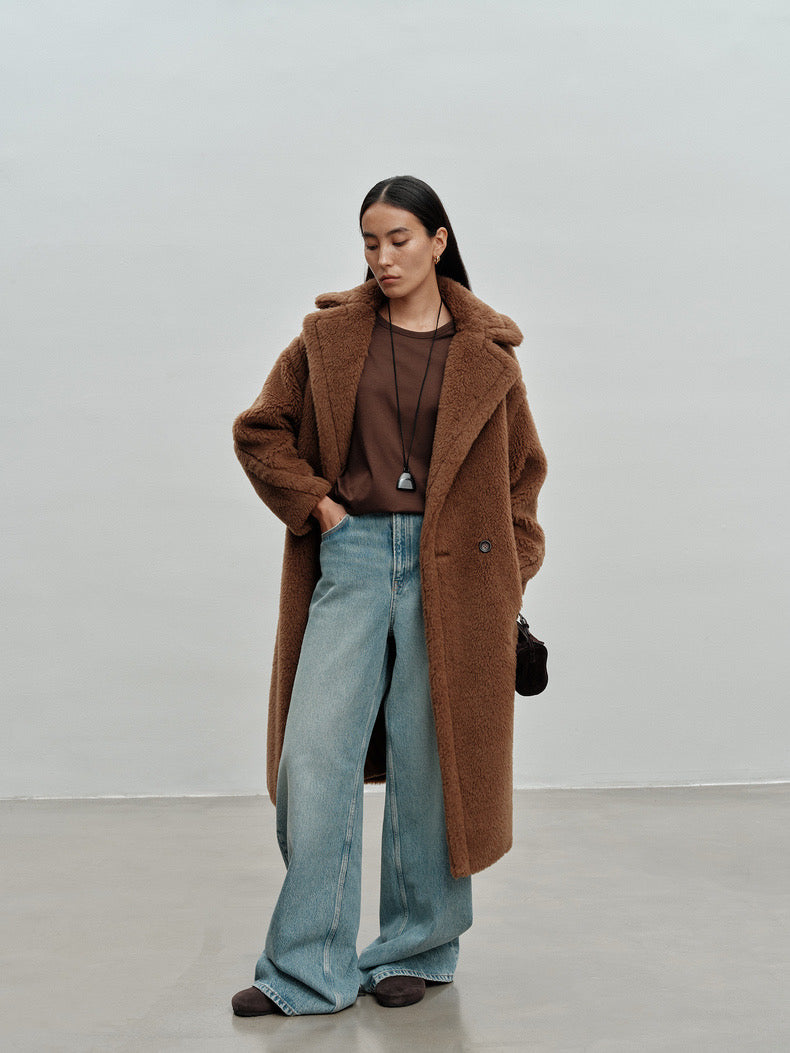 M House Teddy Coat Loose Fit Oversized Coat Caramel