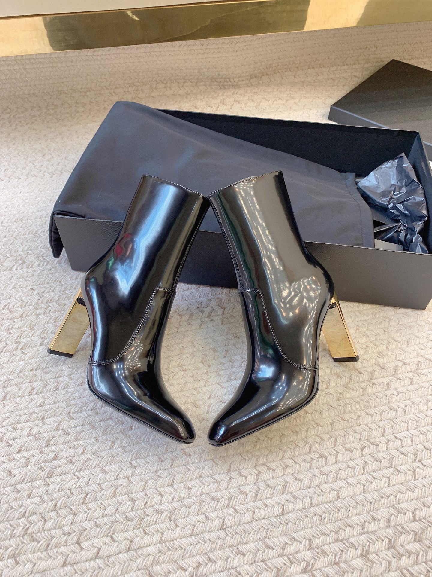 SS24 Metal Heel High Heel High Shine Boots