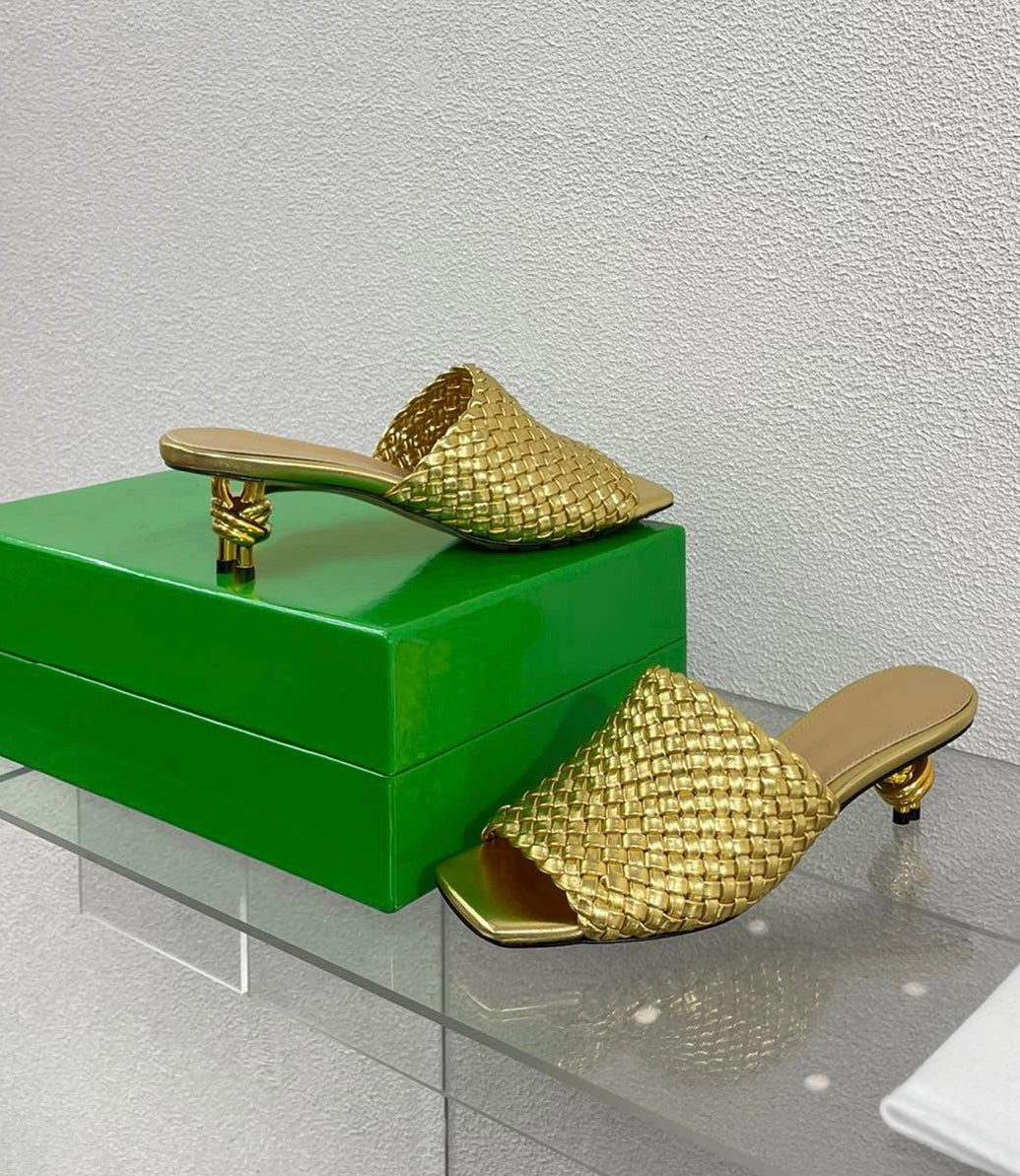 Knot Mule Mid Heel Sandal Shoes