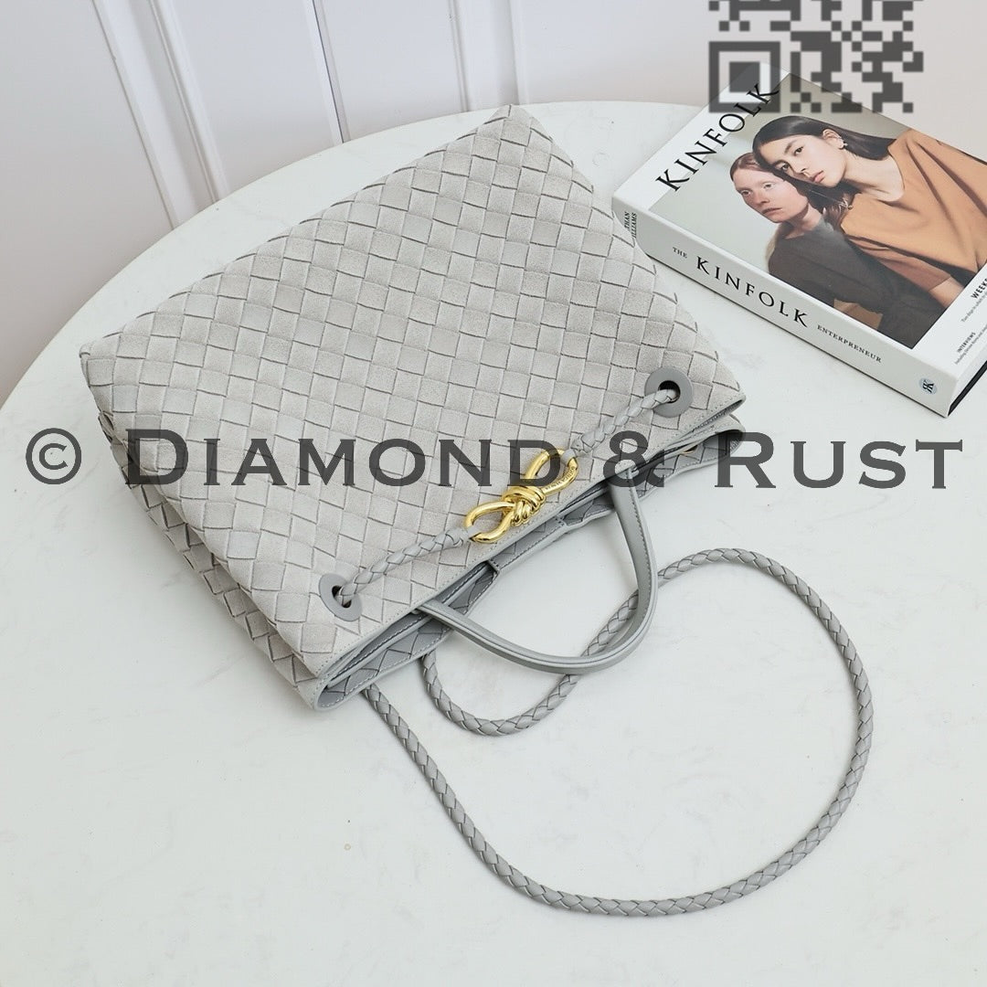 Medium Andiamo Bag #2261-1 Silver Gray Suede