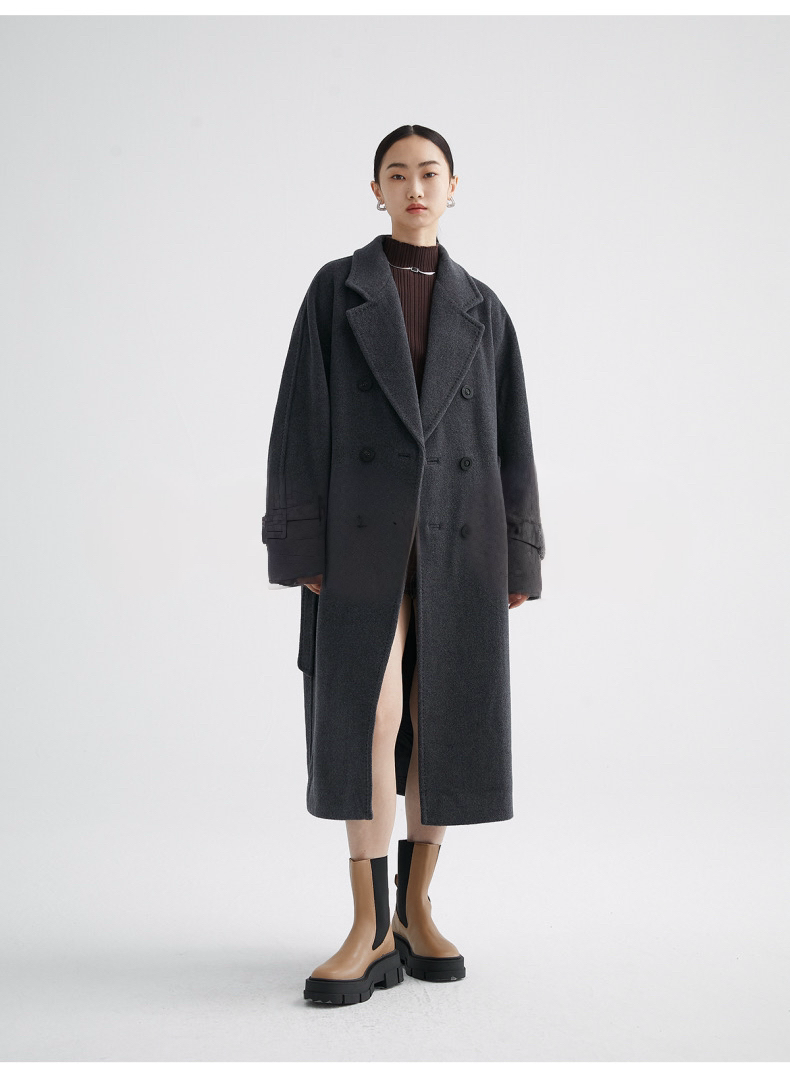 Suri Wool Long Coat #101801 Dark Gray