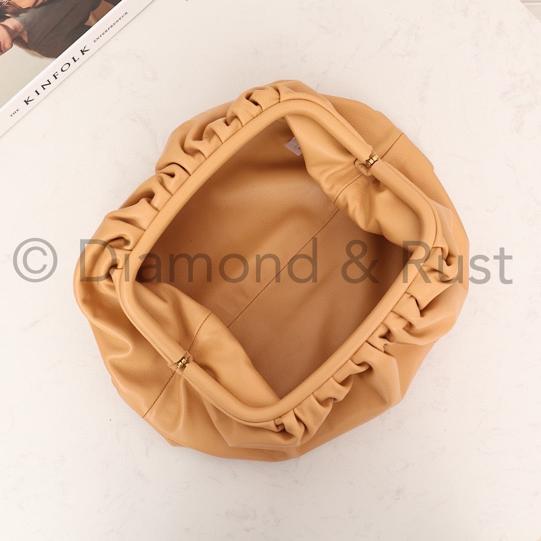 Large Pouch Clutch #9028 Almond