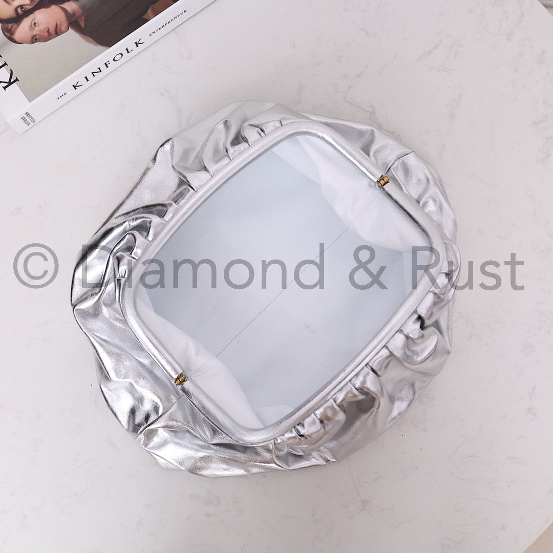 Large Pouch Clutch #9028 Silver