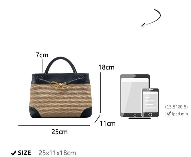 Small Andiamo Bag #2261 Two Tone Raffia and Cow White