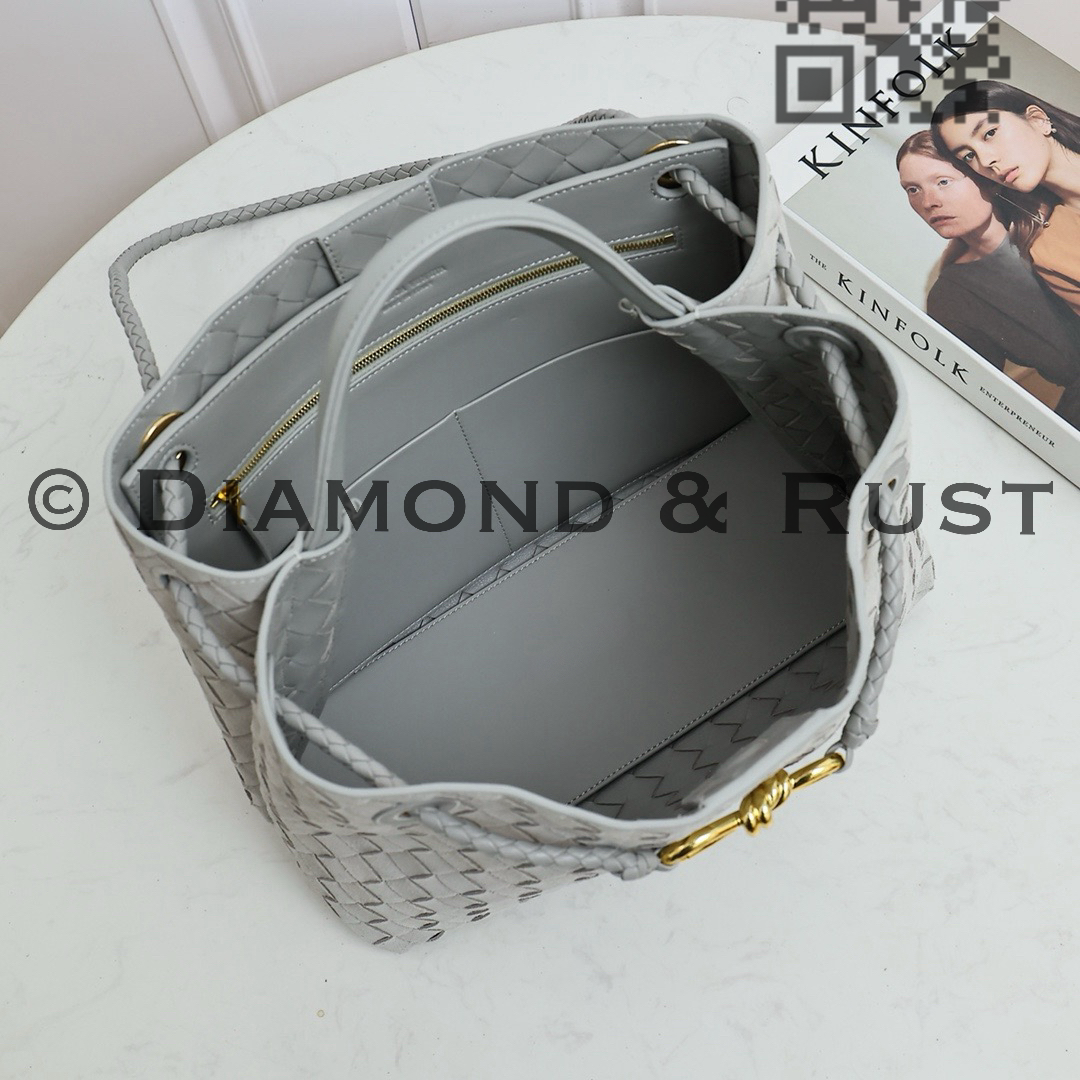 Medium Andiamo Bag #2261-1 Silver Gray Suede