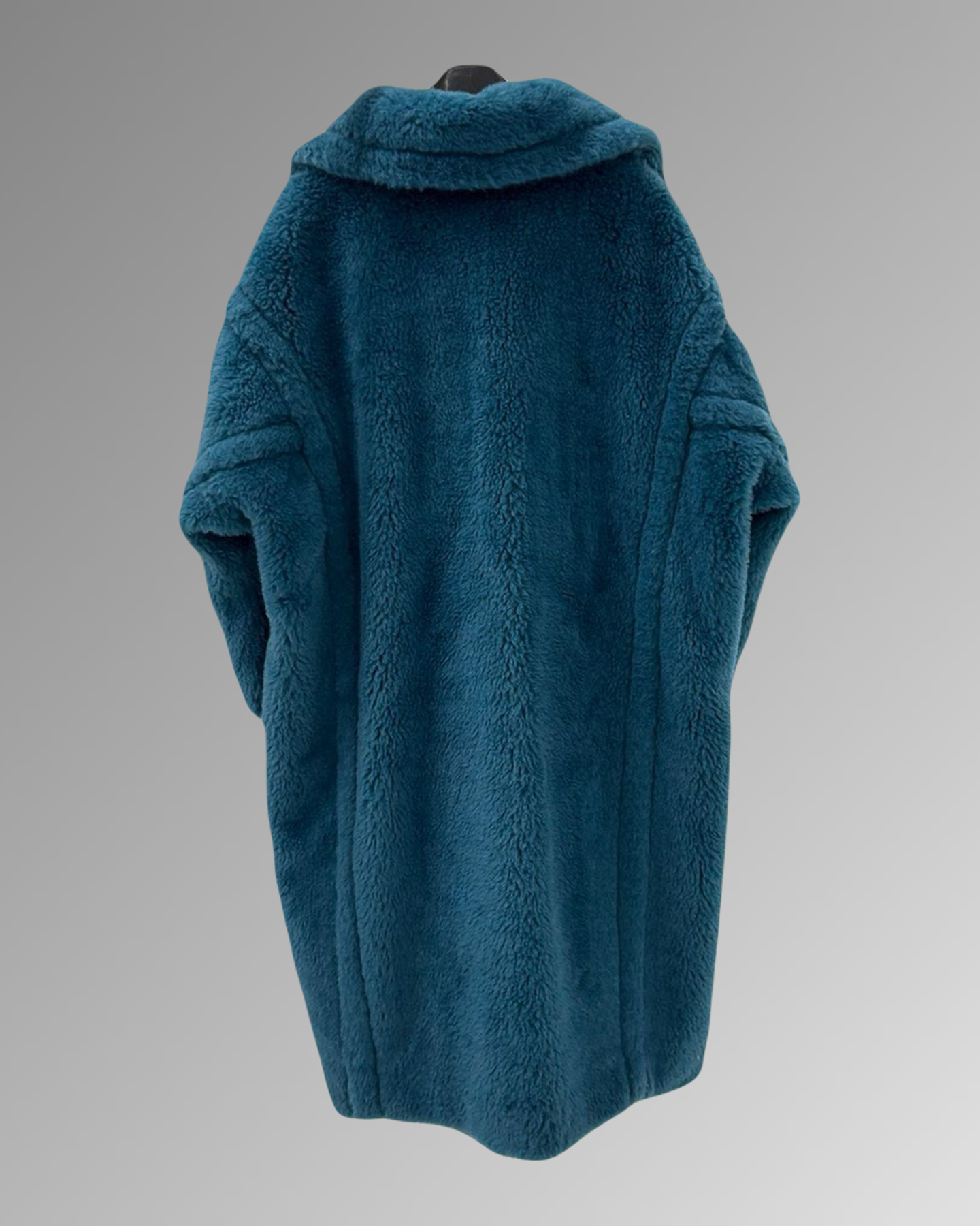 Wool Shearling Teddy Long Coat Loose fit oversized coat Mallard Blue