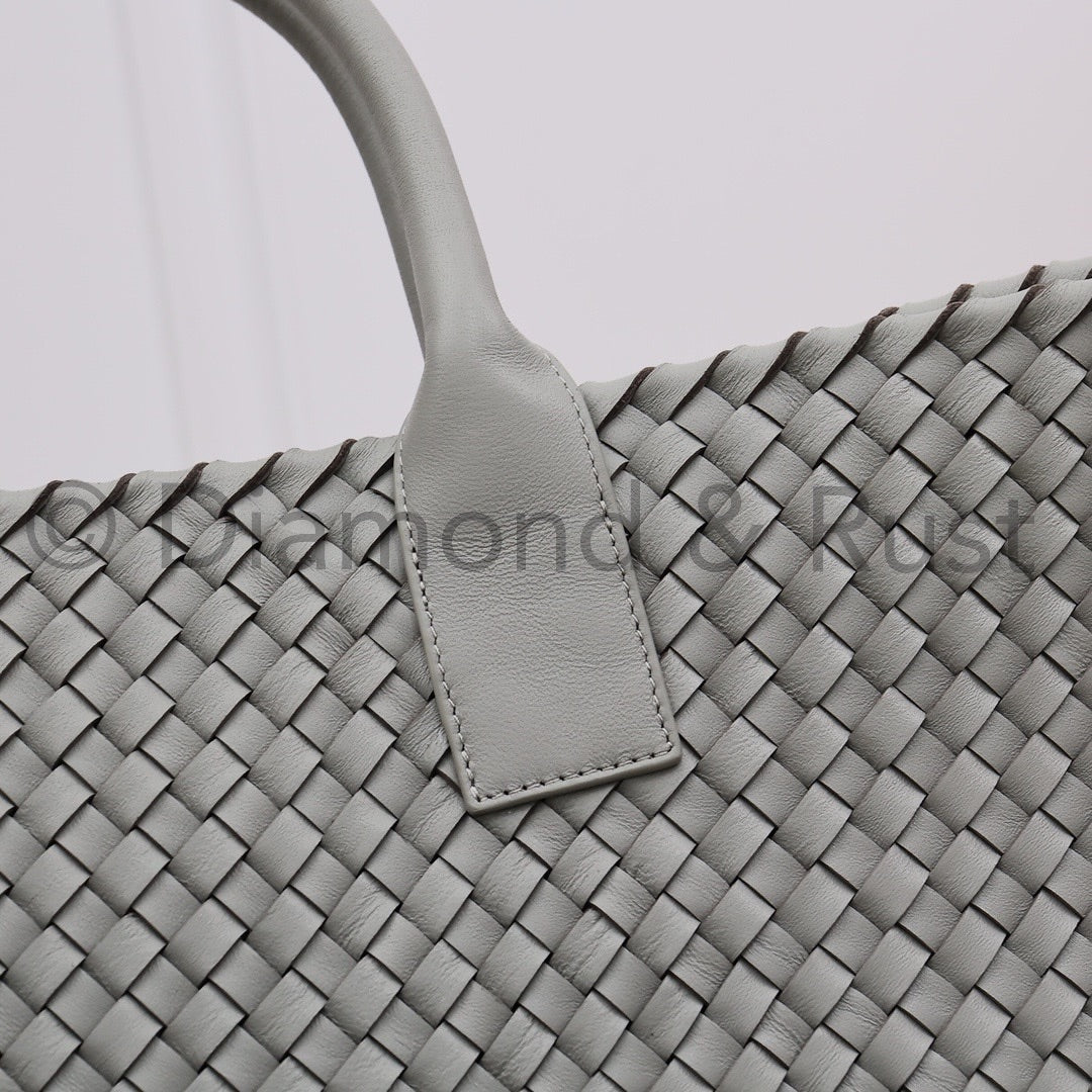 Intrecciato Large Basket Tote Bag #2234A Agate Gray