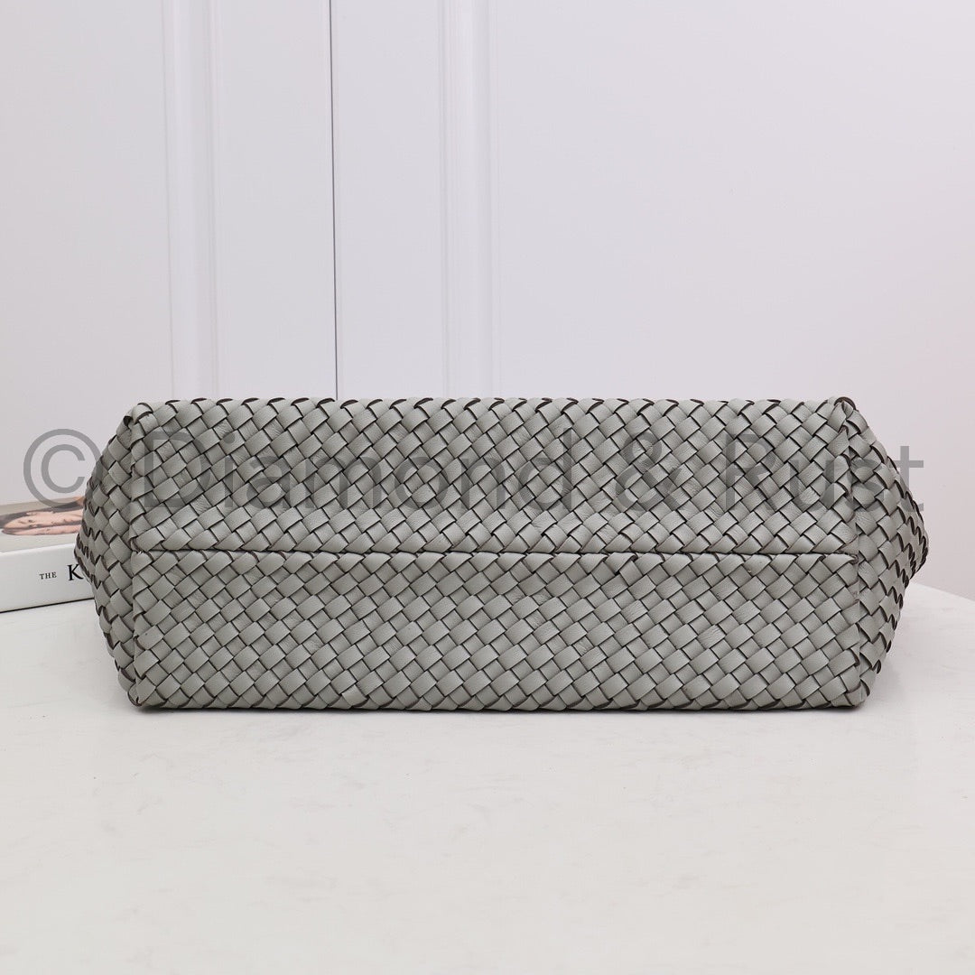 Intrecciato Large Basket Tote Bag #2234A Agate Gray