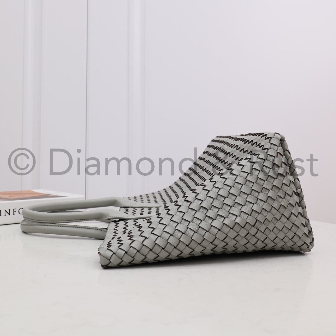 Intrecciato Large Basket Tote Bag #2234A Agate Gray