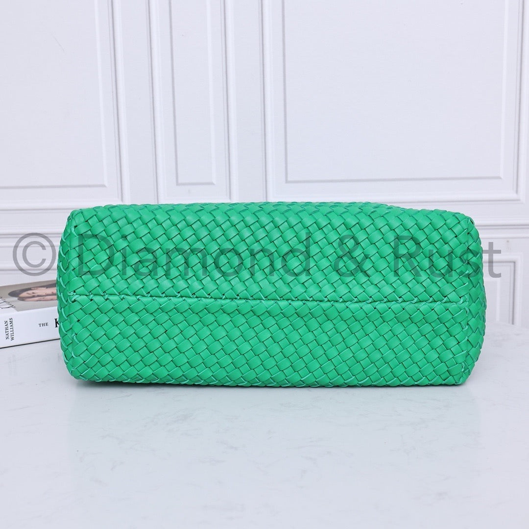 Intrecciato Large Basket Tote Bag #2234A Grass Green