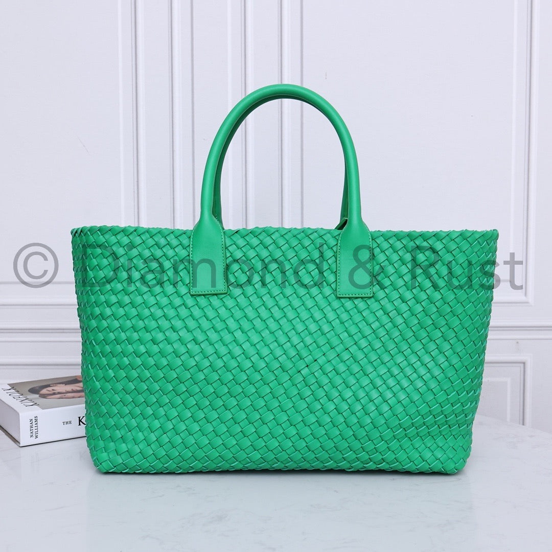Intrecciato Large Basket Tote Bag #2234A Grass Green
