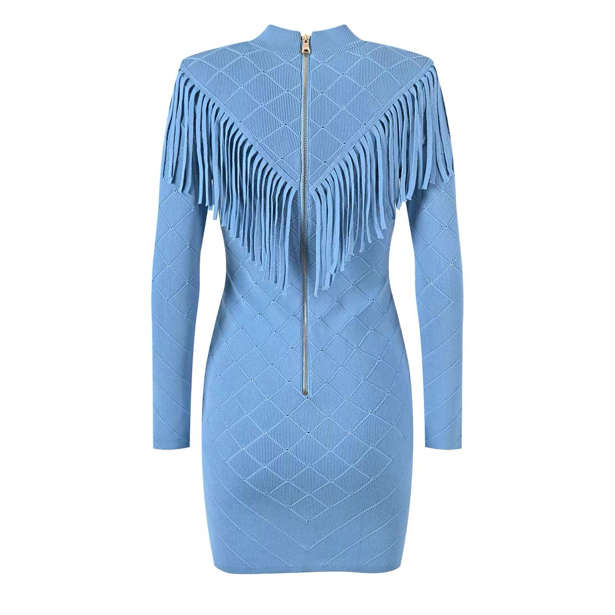 Short fringed fine knit dress Made To Order