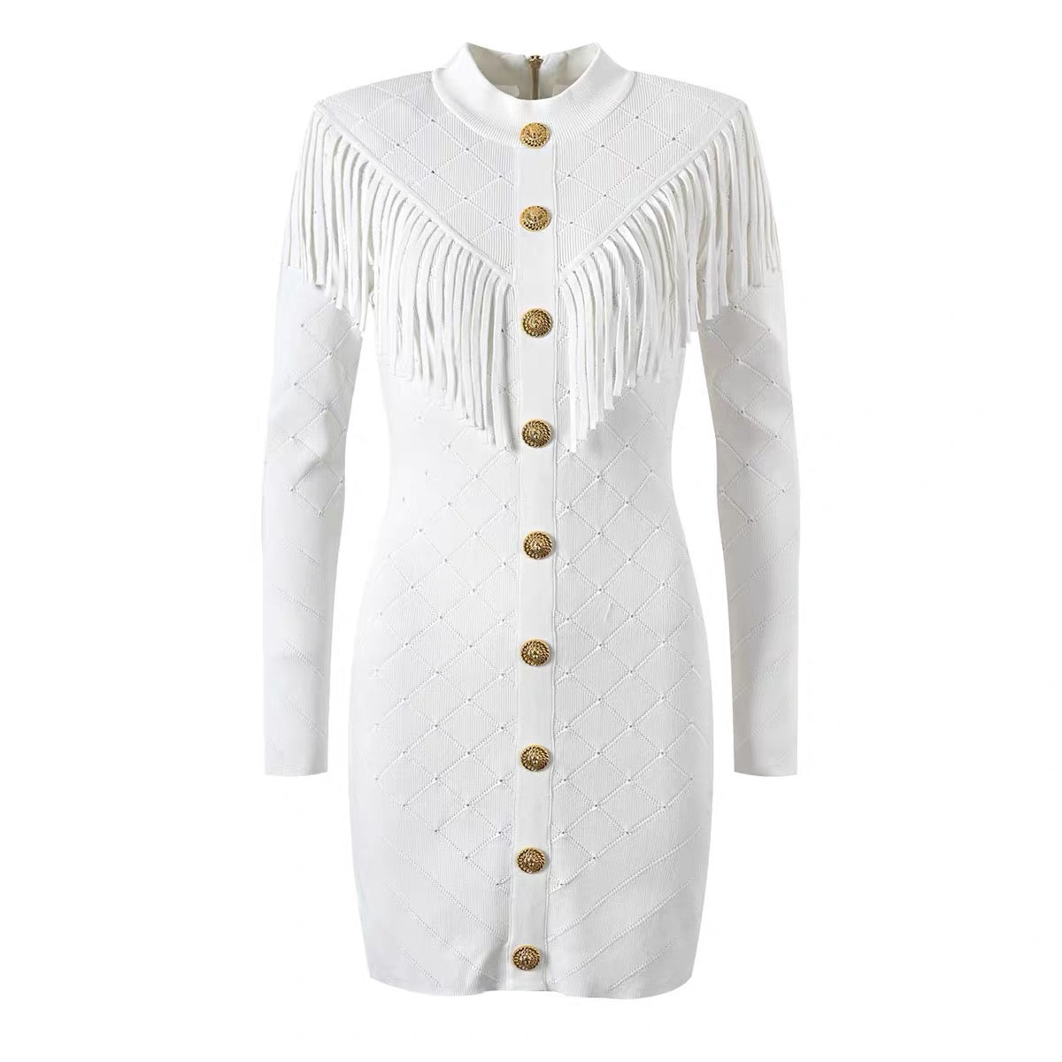 Short fringed fine knit dress Made To Order