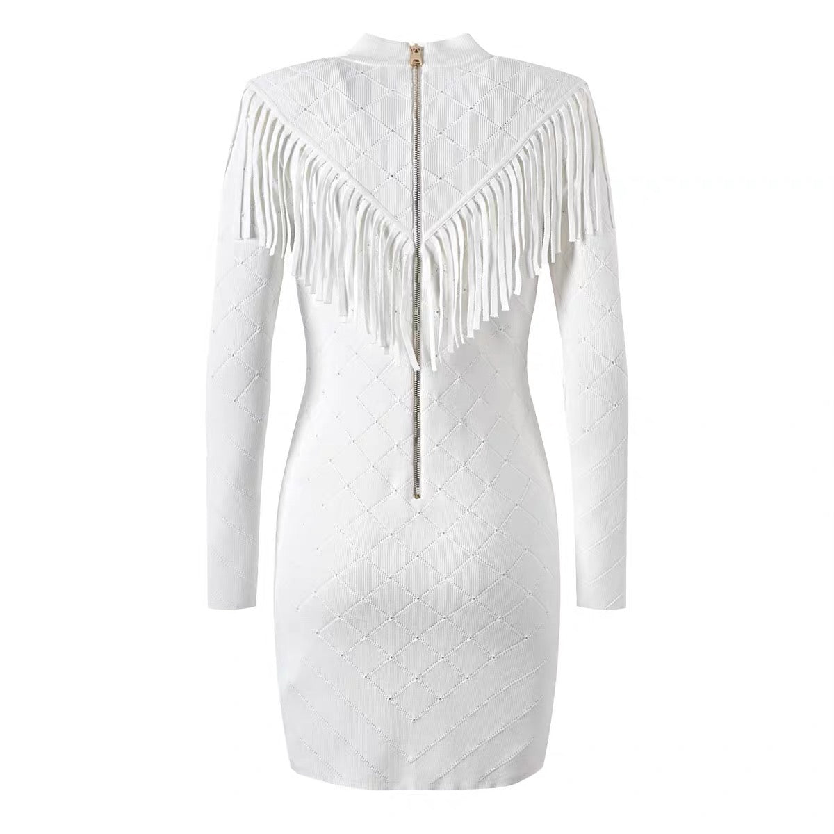 Short fringed fine knit dress Made To Order