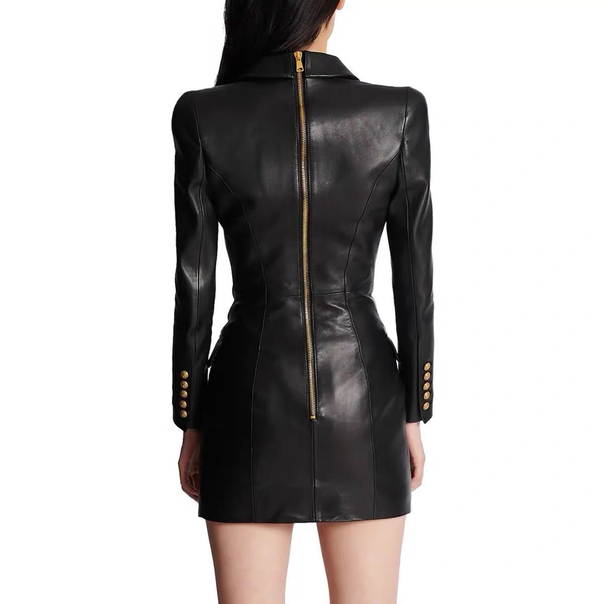 6 Button Leather Dress Made To Order