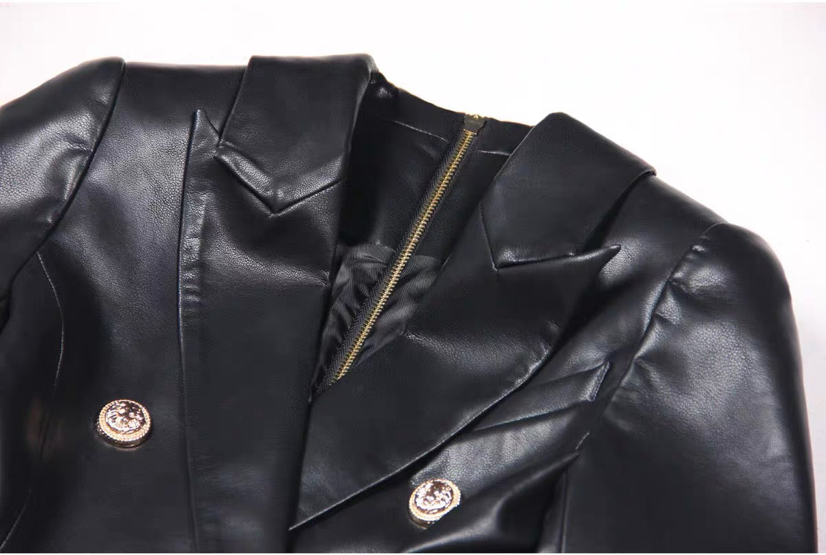 6 Button Leather Dress Made To Order