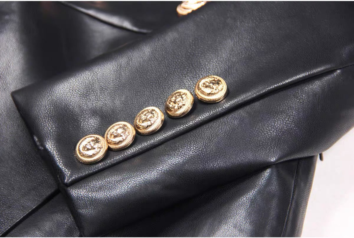 6 Button Leather Dress Made To Order