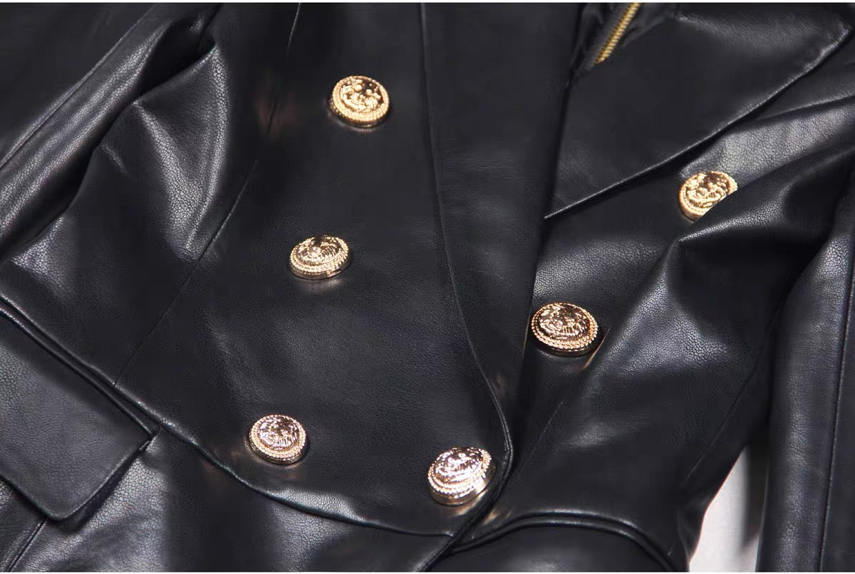 6 Button Leather Dress Made To Order