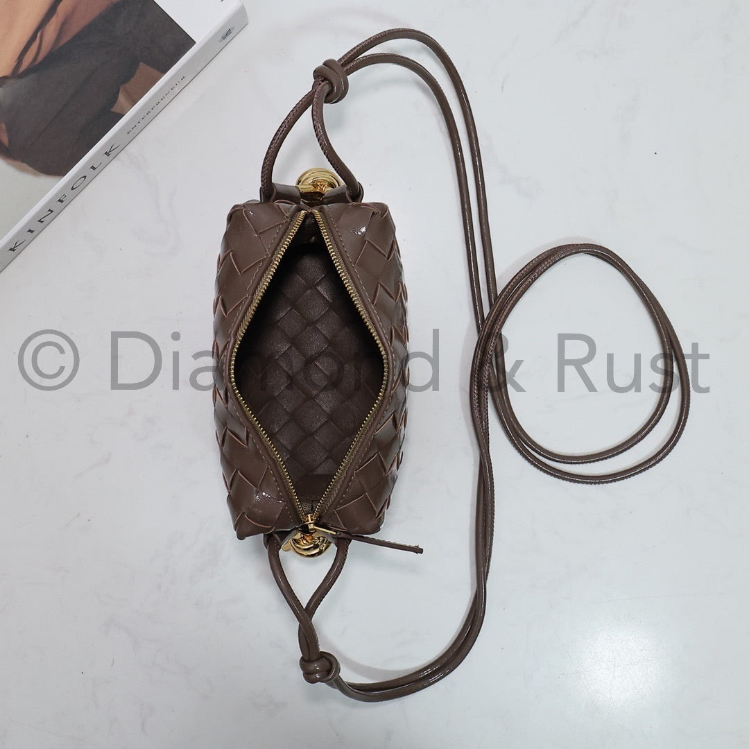 High Shine Mini Loop Camera Bag #2278 Light Brown