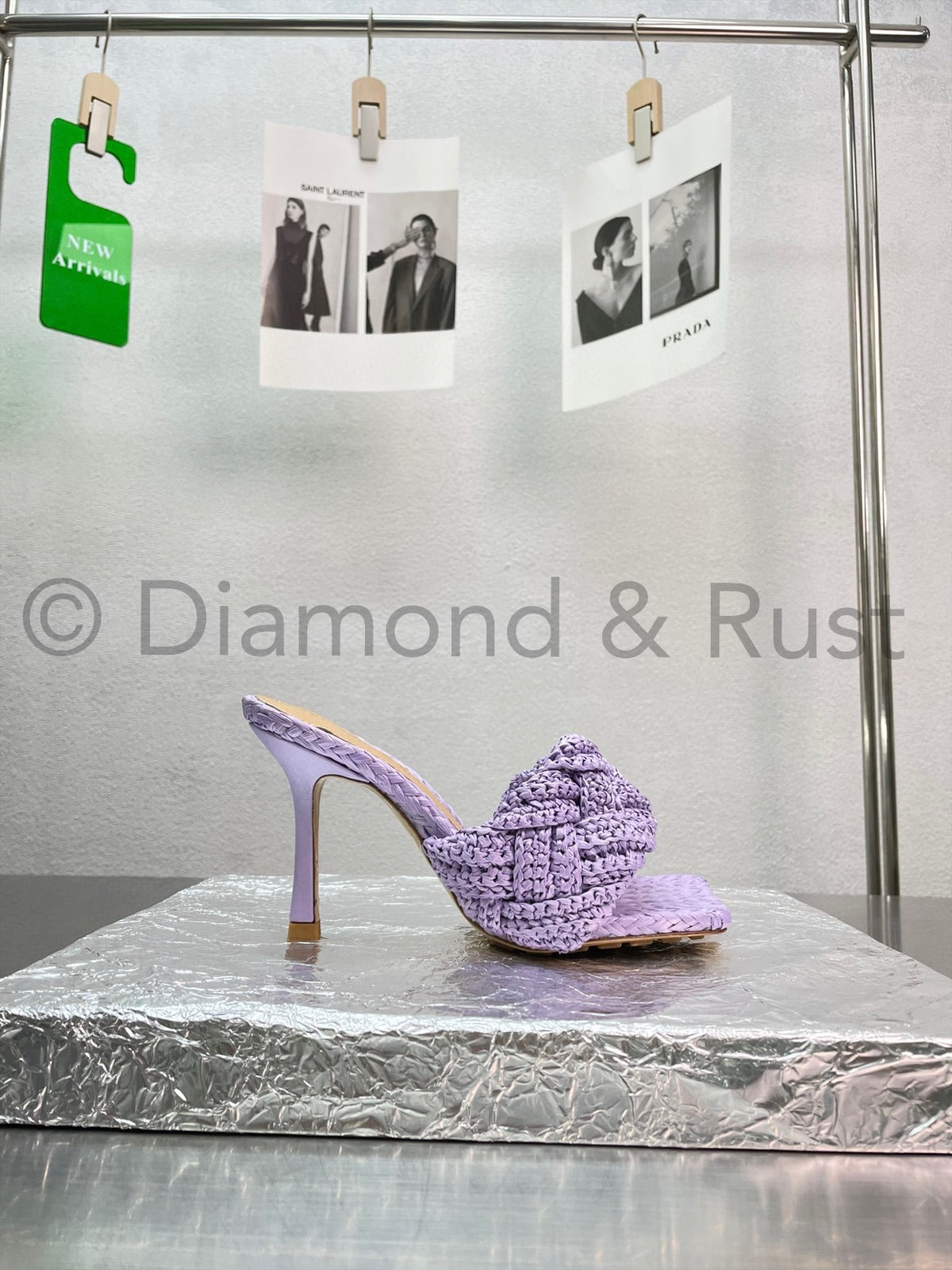 Lido Intrecciato Raffia High Heel Mule Shoes
