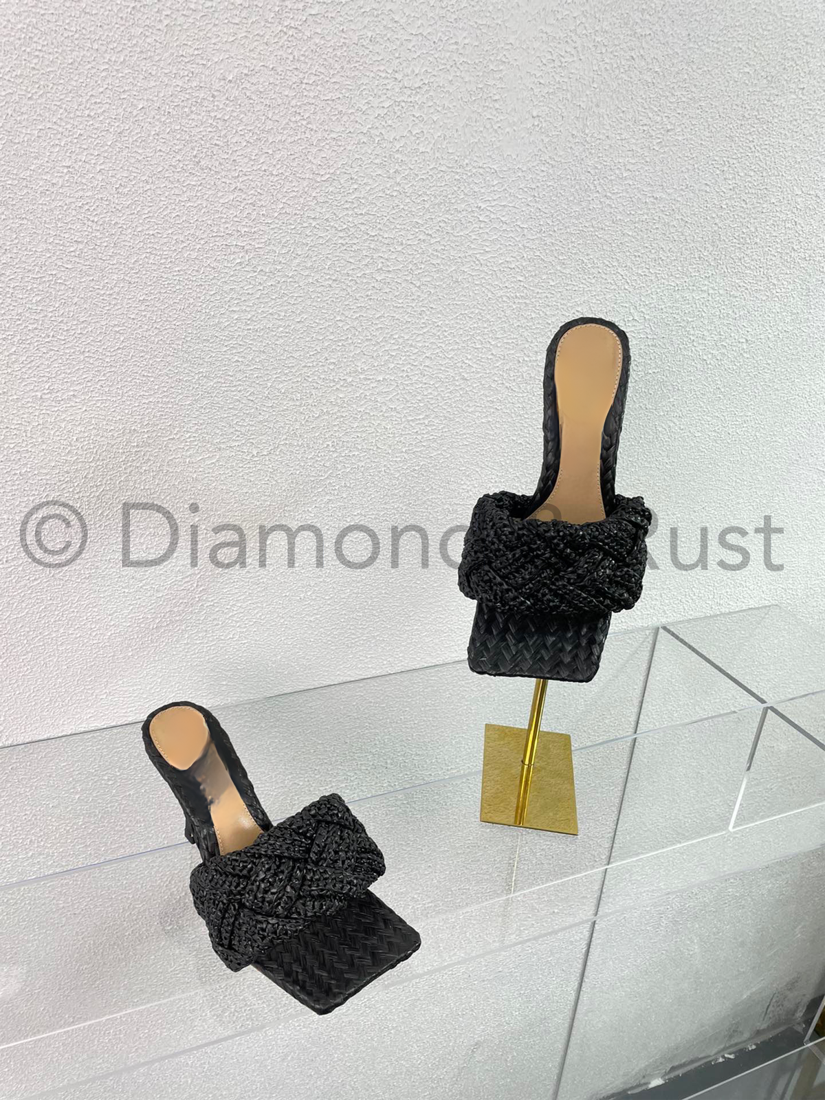 Lido Intrecciato Raffia High Heel Mule Shoes