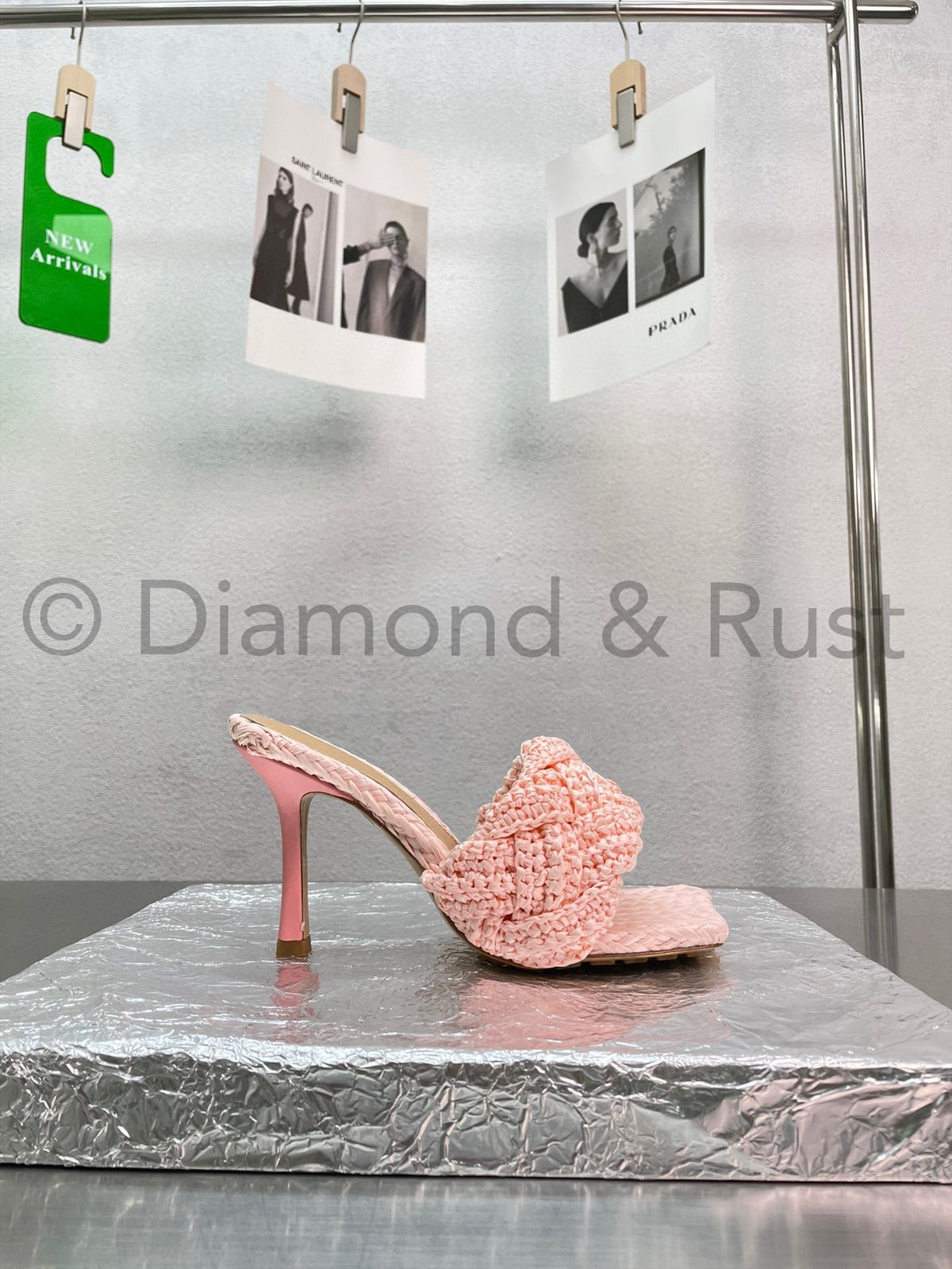 Lido Intrecciato Raffia High Heel Mule Shoes