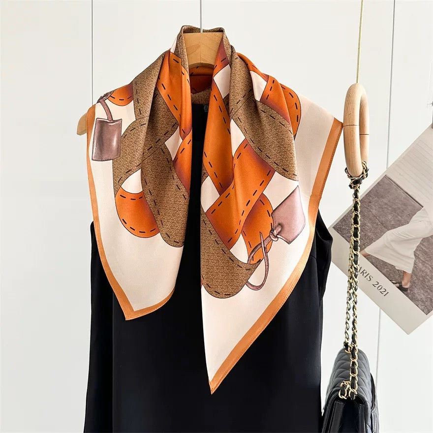 Pure-silk crêpe-de-chine double georgette scarf 100 % mulberry silk 70cm Square